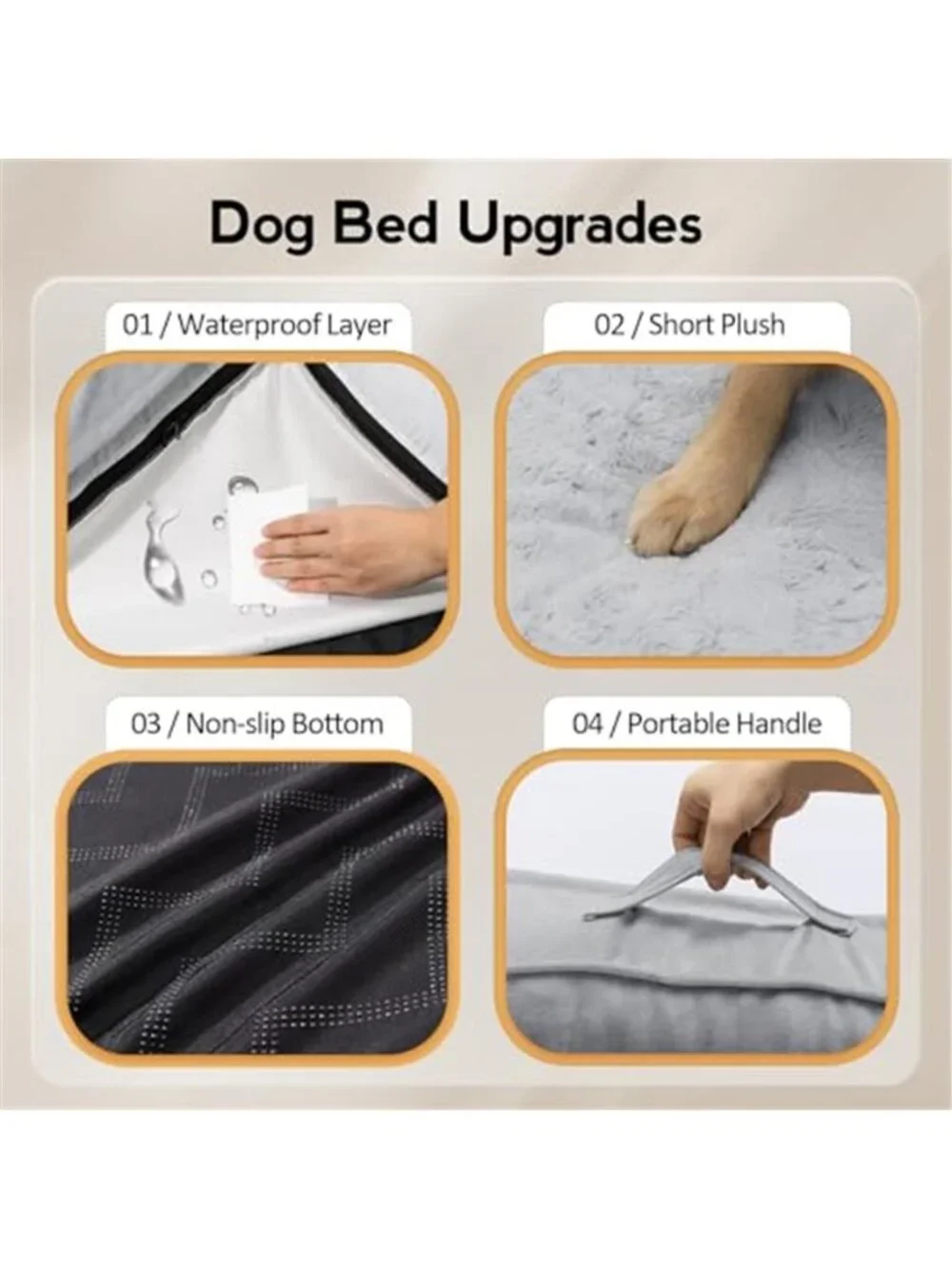 Orthopedic Dog Bed Large 35 Inch Corner Pet Bed Egg Crate Foam Washable Cover